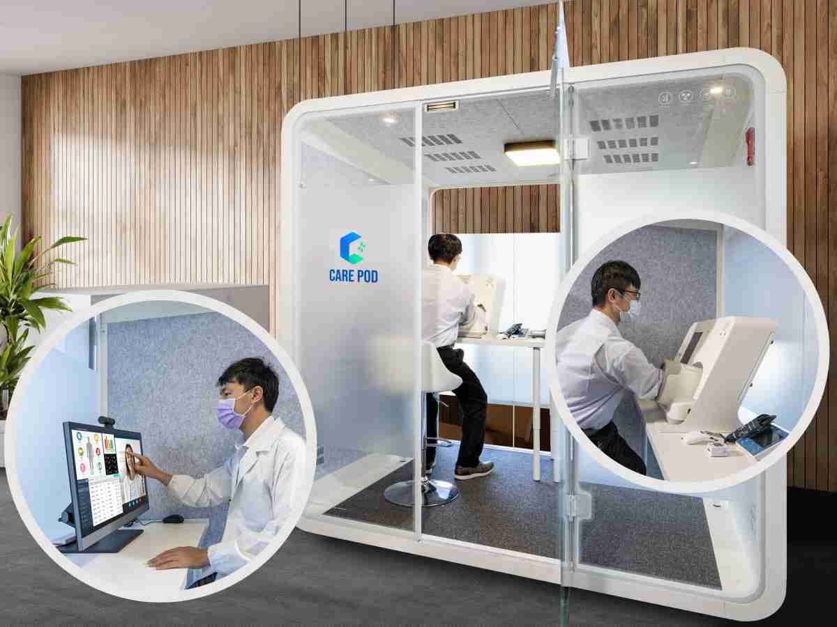 达擎于医疗科技展中展出＂远距诊疗舱＂，，以因应医疗数字化及社会高龄化趋势下、、、复诊及慢性病患等族群对于远距看诊需求逐渐升高所推出的创新整合方案。。。多功能合一、、、、高隐私性的远距诊疗舱可根据病患端与医师端的不同需求，，，提供弹性化及客制化功能，，，节省医生和病患的精力及时间