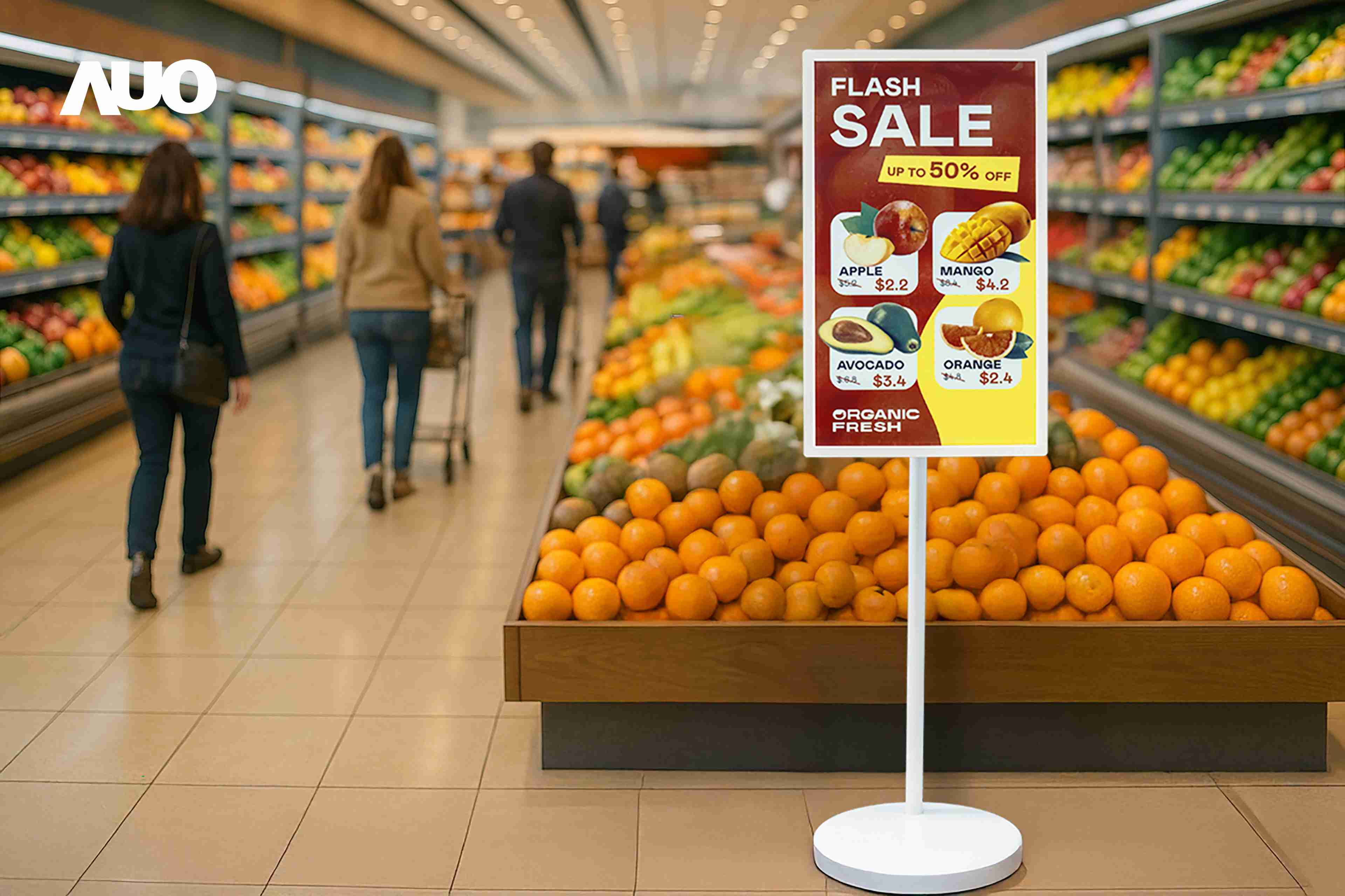 达擎首亮相低功耗、、、全彩的〝aecoPost电子纸解决方案〞，，，，仅在更新画面时需要微量的电力驱动，，，，无需布建电线的便捷设计，，使其可灵活应用、、随意置放，，，，并可透过云端或行动装置app，，轻松管理及排程广告内容，，晋升店头营销利器。。。。